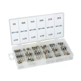   M.N.C. Üveg biztosíték 05714 készlet tárolódobozban - 120 db - 5-30A