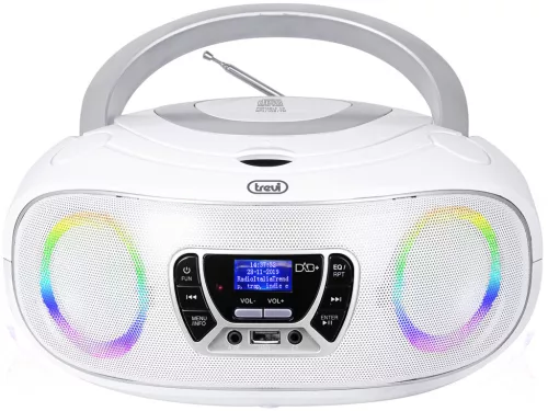 Trevi CMP 583 DAB Hordozható sztereó CD lejátszó DAB/FM RDS rádióval, fehér színben