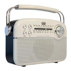   Trevi RA 7F50 BT Hordozható vintage napelemes rádió, Bluetooth-tal, USB és SD kártya bemenettel krémfehér színben 
