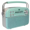 Trevi RA 7F50 BT Hordozható vintage napelemes rádió, Bluetooth-tal, USB és SD kártya bemenettel Tiffany zöld színben 