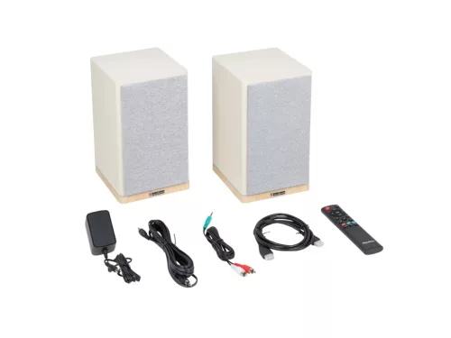 Audizio KS12 HIFI hangfalpár - Aktív hangfalpár, HDMI, 80W, Krém színű