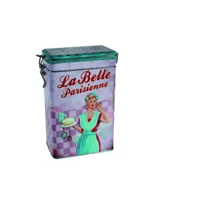   OOTB 101904 Vintage Fém Kávé, Kakaó, Süteményes Doboz Zárható Fedéllel, 19x12cm, Betty