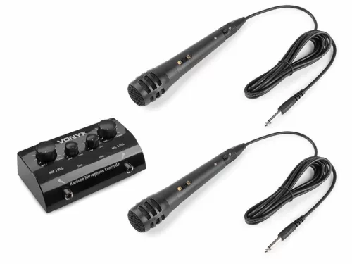 Vonyx AV430 karaoke keverő, fekete + VISSZHANG EFFEKT + 2 db Mikrofon