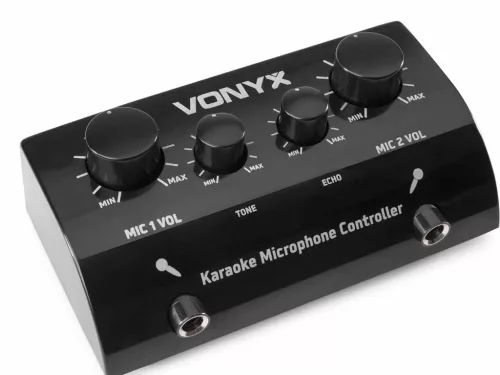 Vonyx AV430 karaoke keverő, fekete + VISSZHANG EFFEKT + 2 db Mikrofon