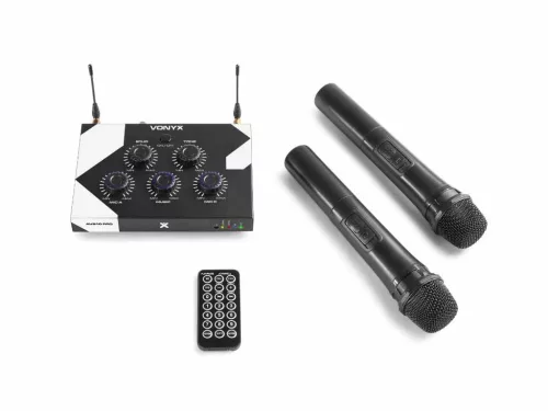 Vonyx AV510 karaoke keverő, fekete + VISSZHANG EFFEKT + 2 db Mikrofon