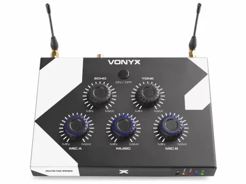Vonyx AV510 karaoke keverő, fekete + VISSZHANG EFFEKT + 2 db Mikrofon