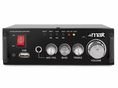 max AV340 mini karaoke hifi erősítő (USB + Bluetooth) 2x50W