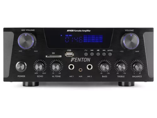 Fenton AV430B Karaoke erősítő, 2 x 300W, Bluetooth, MP3, AUX