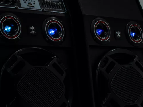 ReVoLuTioN DPX-10-LED 2x600W (10") aktív karaoke hangfal (MP3 + Bluetooth)