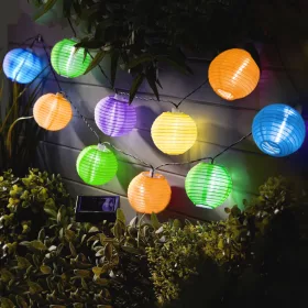   Garden of Eden 11227B Szolár lampion fényfüzér - 10 db színes lampion, hidegfehér LED - 2,5 m