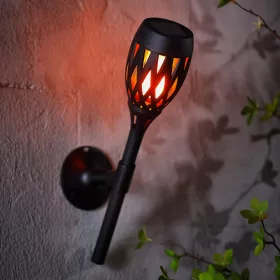   Garden of Eden 11262D LED-es szolár lámpa - leszúrható / fali / szabadonálló - lángeffekt - 12 sárga LED - 90 x 410 mm