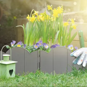   Garden of Eden 11468M Virágágyás szegély / kerítés - 20 x 17,5 cm - szürke - 12 db / csomag