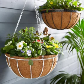   Garden of Eden 11566A Akasztható fém kosár - virágcserépek rögzítéséhez - 25 cm - fehér