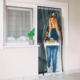   Garden of Eden 11608BK Szúnyogháló függöny ajtóra - 4 db szalag - max. 100 x 220 cm - fekete