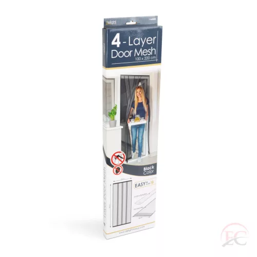 Garden of Eden 11608BK Szúnyogháló függöny ajtóra - 4 db szalag - max. 100 x 220 cm - fekete