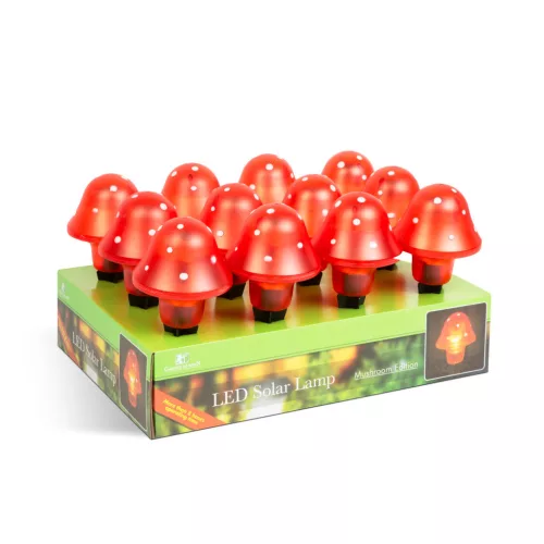 Garden of eden 11704 LED-es szolár gombalámpa - piros - 11 cm