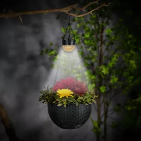   Garden of Eden 11733 Felakasztható LED szolár - virág kaspó - fekete - műanyag - 26 x 16 cm