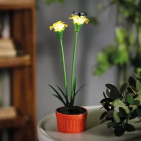   Garden of Eden 11735C Szolár színes virág - 8 x 8 x 32 cm - 10 melegfehér LED - sárga