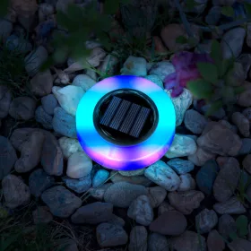   Garden of Eden 11766A LED-es leszúrható szolár lámpa - kör alakú - RGB színes LED - 105 x 128 mm