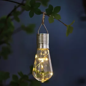   Garden of Eden 11777 Felakasztható szolár lámpa - izzó - 4 melegfehér LED - 4,7 x 11 cm
