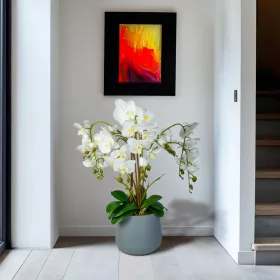 11899B Műnövény dekoráció - orchidea - fehér - 83 cm