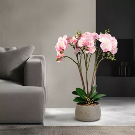   11900A Műnövény dekoráció - orchidea - rózsaszín - 58 cm