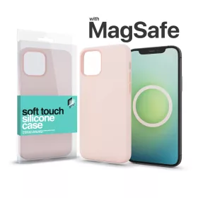   XPRO™ MagSafe rögzítésű Soft Touch Szilikon tok Apple Iphone 14 Pro Max készülékhez - krétarózsaszín