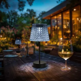   Garden of Eden 13005A Hibás! Szolár asztali lámpa - átlátszó - hidegfehér LED - műanyag - 26 x 12 cm