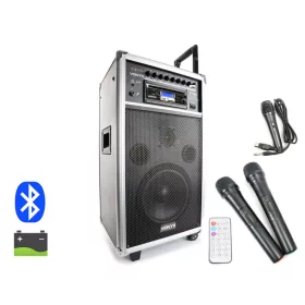   Vonyx ST-100 MK2 (8") 250W akkumulátoros hordozható hangfal (3xMik + MP3 + Bluetooth+ CD+ FM)