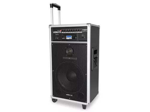 Vonyx ST-180 (12") 450W akkumulátoros hordozható hangfal (3xMik + MP3 + Bluetooth+ CD)