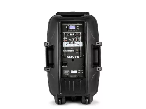 Vonyx PA-915 (15") 700W akkumulátoros hordozható hangfal (2xMik + MP3 + Bluetooth)