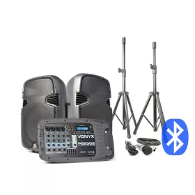   Vonyx PSS-302 2x150W (10") aktív hangfalszett + ÁLLVÁNY (MP3 + BLUETOOTH)