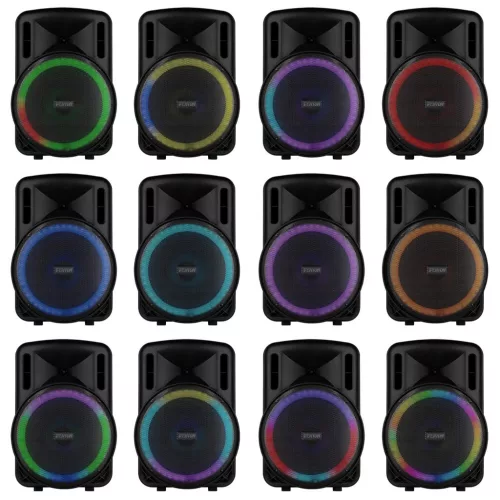 Fenton FT15LED MK2 (15") 800W akkumulátoros hordozható hangfal (1x mik + MP3 + Bluetooth)