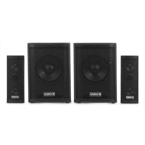 Vonyx VX1020BT 2.2 aktív hangfal szett 1050W + 1x Mikrofon + Állvány (MP3 + BLUETOOTH)