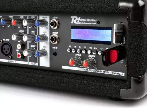 Power Dynamics PDM-C405A, 2x150W, 4 csatornás keverőerősítő (MP3 + Bluetooth) + EFFEKT