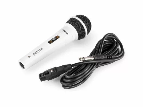Fenton DM100 vezetékes dinamikus mikrofon + kábel - FEHÉR