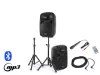 Vonyx VPS102A 600W (10") aktív + passzív hangfal szett állványokkal (MP3 + BLUETOOTH)