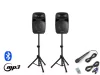 Vonyx VPS122A 800W (12") aktív + passzív hangfal szett állványokkal (MP3 + BLUETOOTH)