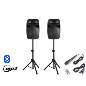   Vonyx VPS152A 1000W (15") aktív + passzív hangfal szett állványokkal (MP3 + BLUETOOTH)