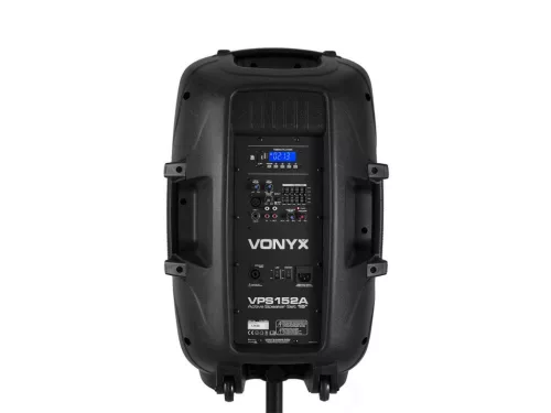 Vonyx VPS152A 1000W (15") aktív + passzív hangfal szett állványokkal (MP3 + BLUETOOTH)
