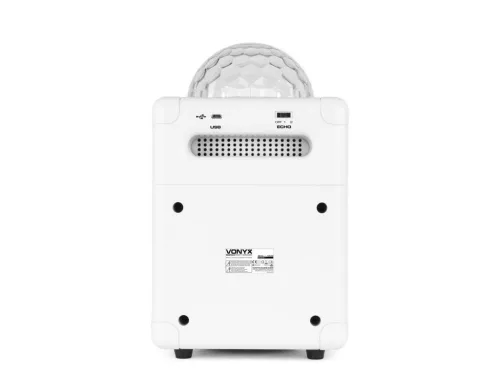 Vonyx SBS50W akkumulátoros hordozható hangfal 50W (1xMik + Bluetooth + LED Ball) - fehér