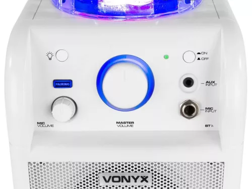 Vonyx SBS50W akkumulátoros hordozható hangfal 50W (1xMik + Bluetooth + LED Ball) - fehér