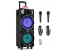 Fenton LIVE290 Karaoke szett kereken, USB,SD,Bluetooth, RGB led, 2 mikrofon, 2x8"