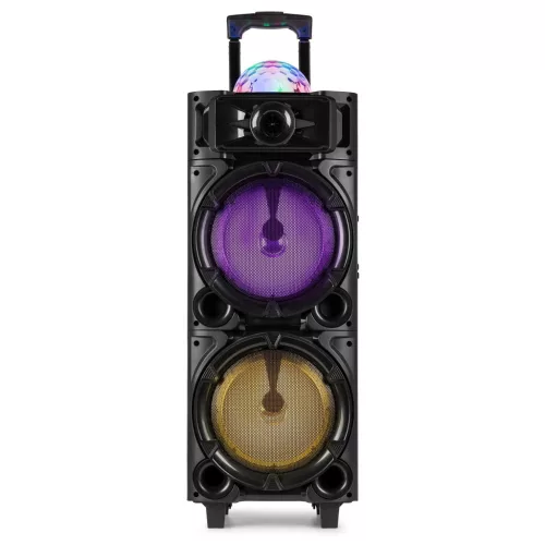 Fenton LIVE290 Karaoke szett kereken, USB,SD,Bluetooth, RGB led, 2 mikrofon, 2x8"
