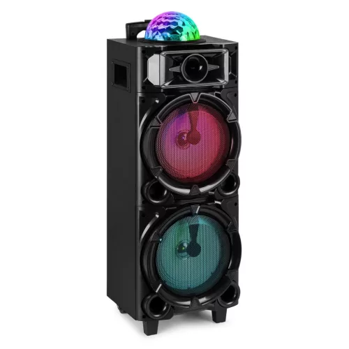 Fenton LIVE290 Karaoke szett kereken, USB,SD,Bluetooth, RGB led, 2 mikrofon, 2x8"