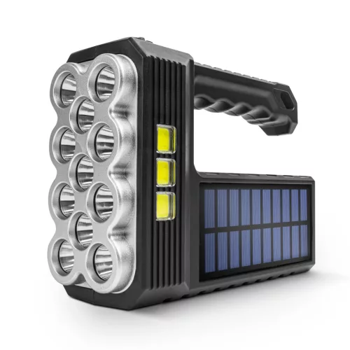 Phenom 18581 Szolár COB LED zseblámpa - munkalámpa funkcióval - 1200 mAh - MicroUSB - 1000 lumen - IP55