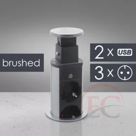   Delight rejtett 3-as szálcsiszolt hálózati elosztó + 2db USB (20430BU)