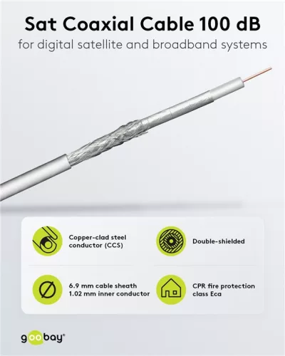 Goobay 27528 Koax antenna aluminium vezeték-réz bevonatal, 2 x árnyékolt, 100m