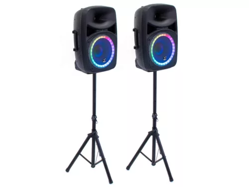 Thunder TMX-12 SET 500/1000W (12") aktív hangfalszett + ÁLLVÁNY (MP3 + Bluetooth + FM)