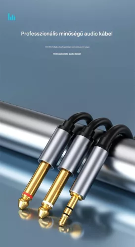 Thunder AU002-15 sztereo jelkábel (3,5 mm Jack - 2x 6,3 mm Jack) - (1,5 m)
